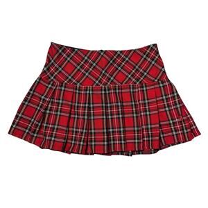 Tripp NYC Pleated Plaid Mini Skirt Red and Black